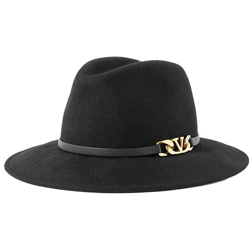 Valentino Garavani VLOGO embellished leather trimmed felt fedora