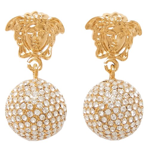 Medusa gold-tone crystal earrings