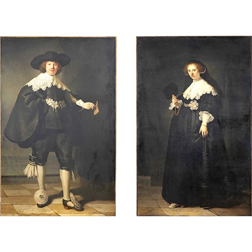 PENDANT PORTRAITS OF<br />
MAERTEN SOOLMANS<br />
AND OOPJEN COPPIT - BY<br />
REMBRANDT