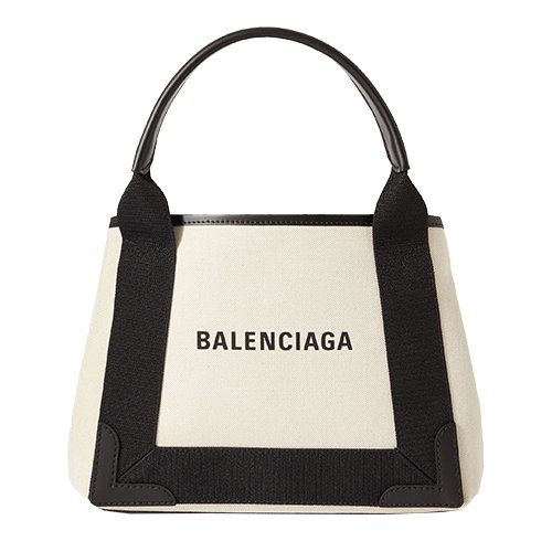 2. BALENCIAGA, NAVY CABAS<br />
LEATHER-TRIMMED PRINTED<br />
CANVAS TOTE