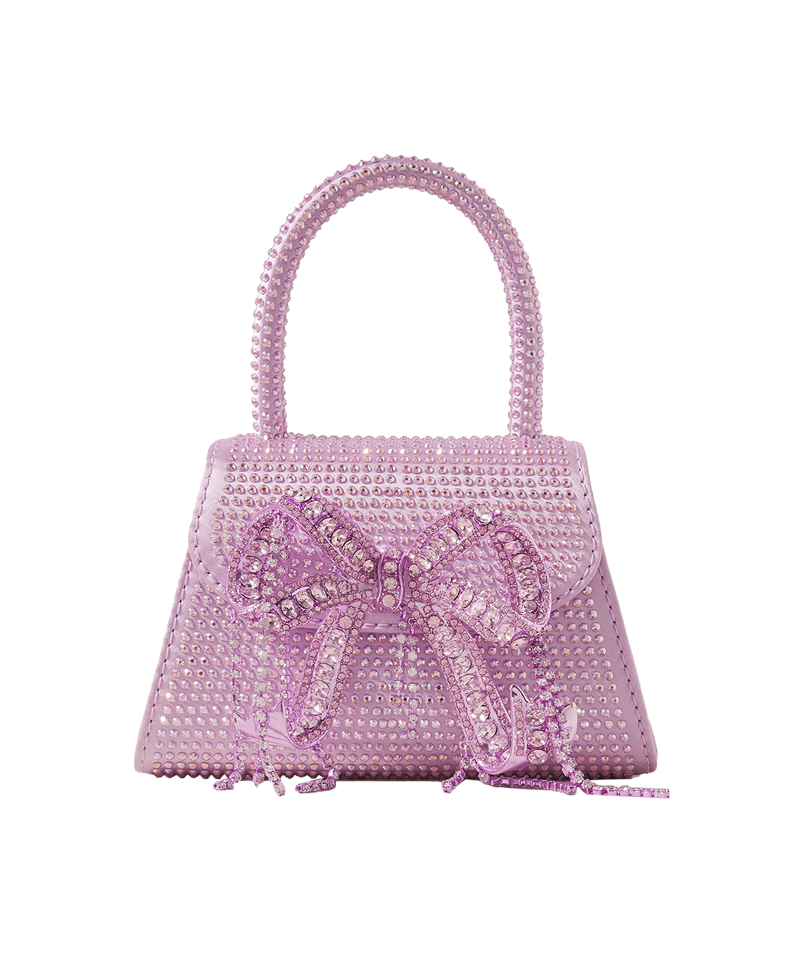 SELF-PORTRAIT – THE

MICRO BOW MINI CRYSTAL-
EMBELLISHED SILK TOTE