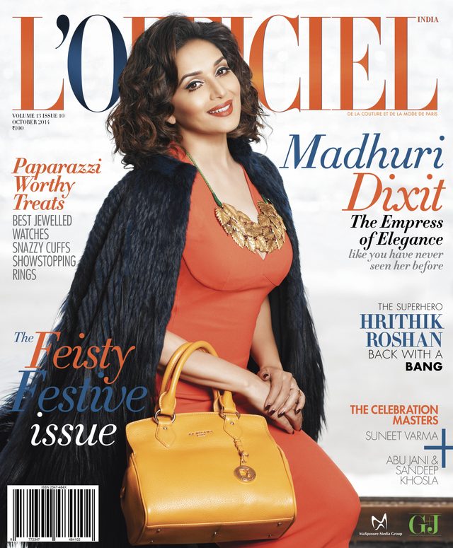 L’Officiel India cover October 2014 – Madhuri Dixit
