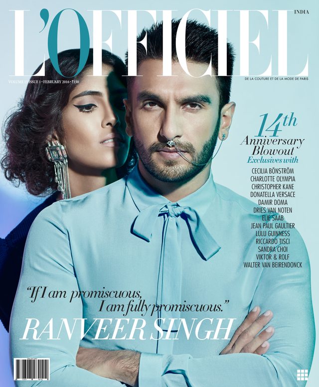 L’Officiel India cover February 2016 – Ranveer Singh