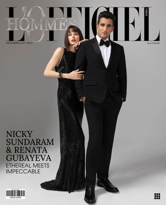 L’Officiel India Hommes cover December 2025 – Nicky Sundaram & Renata Gubayeva