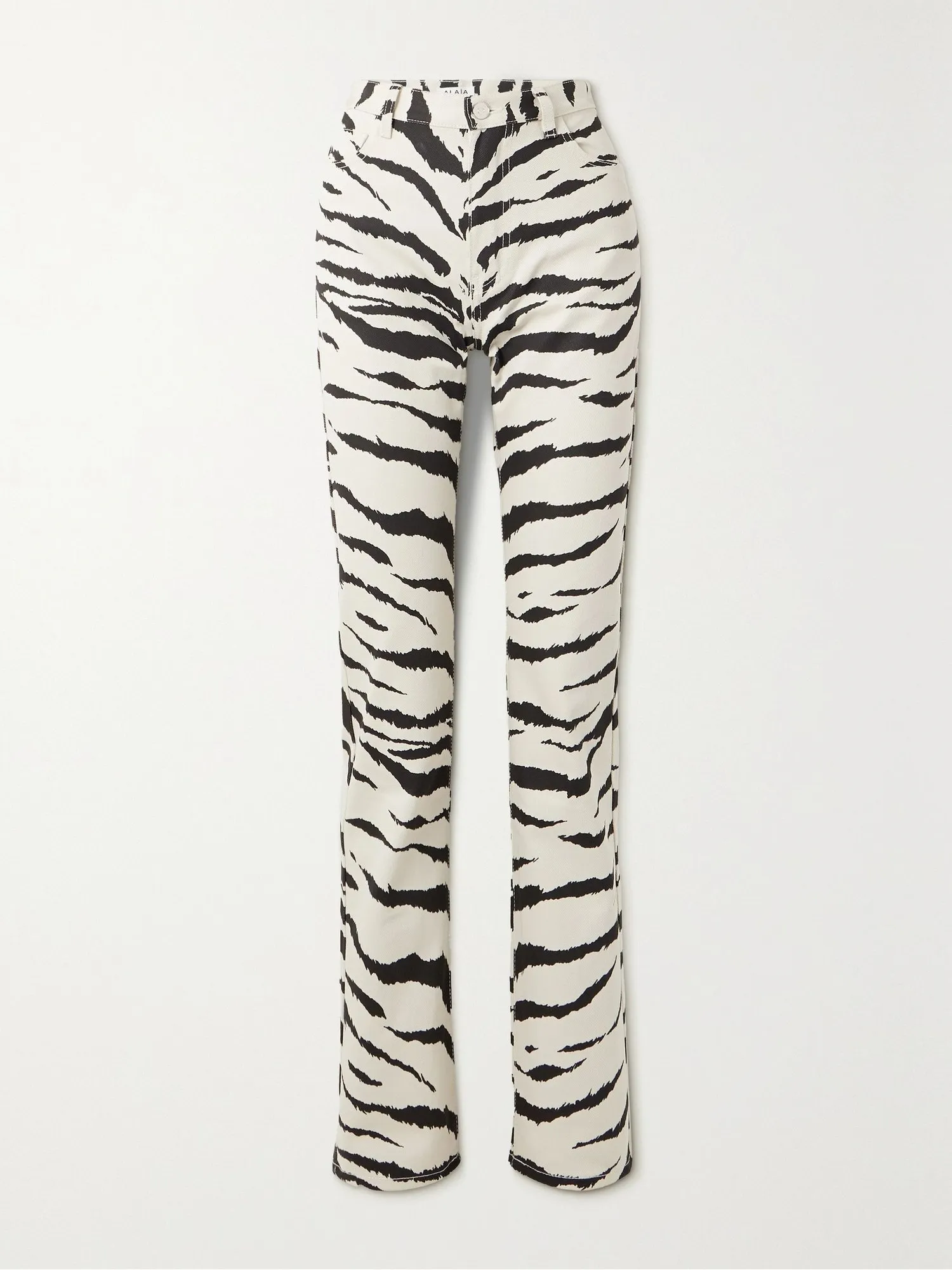 Alaïa, Archetypes zebra-print high-rise straight-leg jeans, $1,460