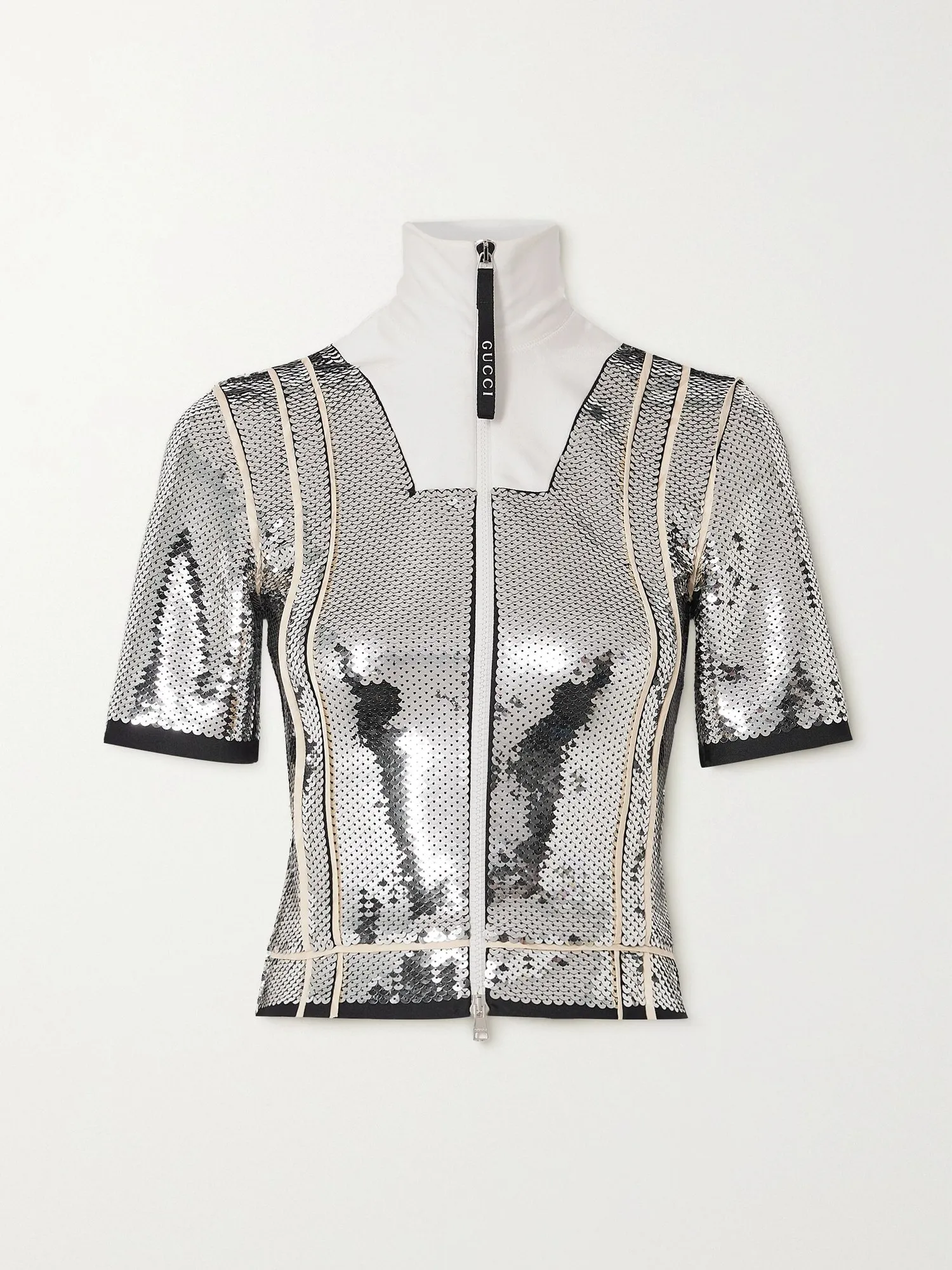 GUCCI, Silk and ponte-trimmed sequinned stretch-jersey top, approx. ₹ 3,05,460