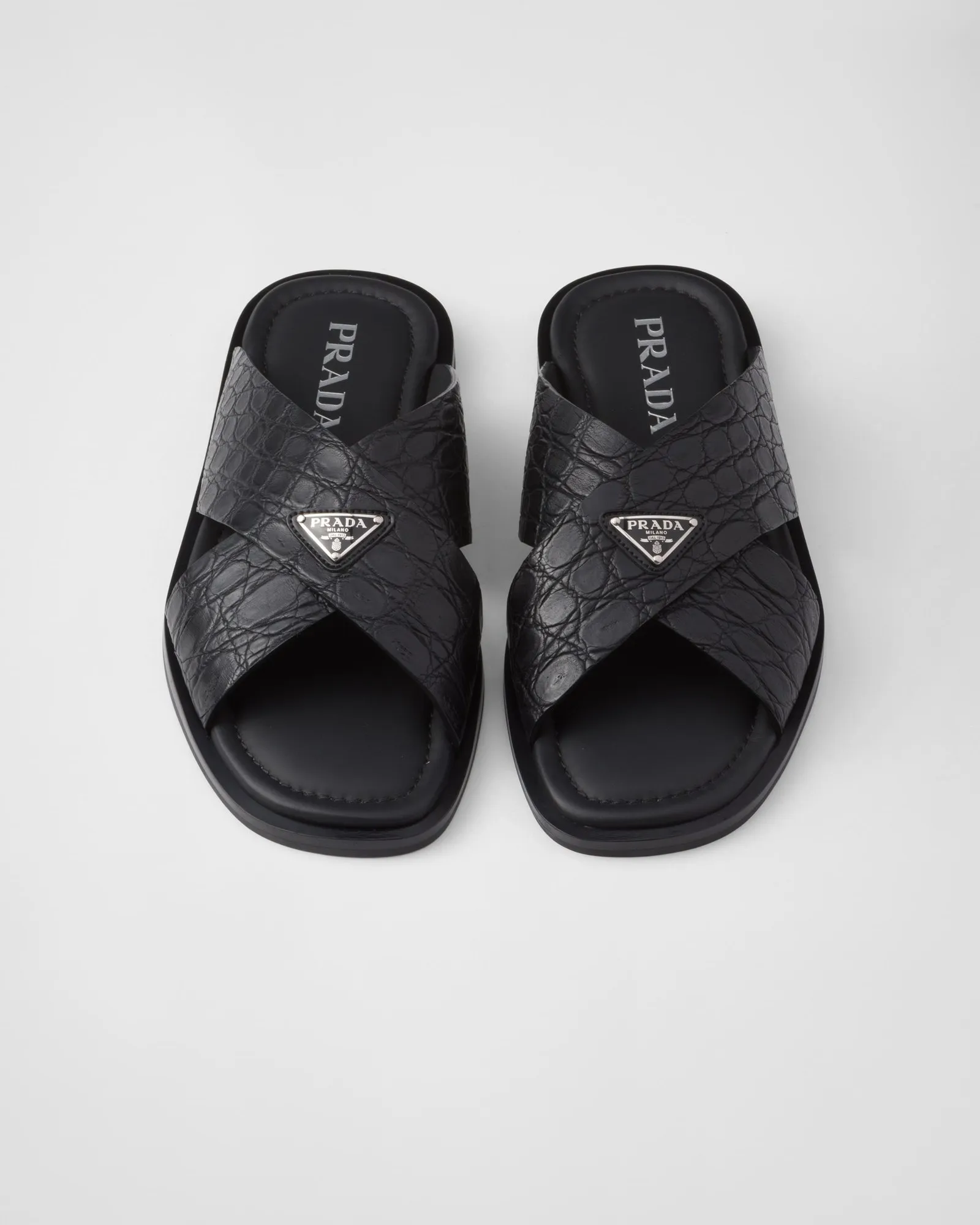 1 Prada - Crocodile Leather Crisscross Sandal