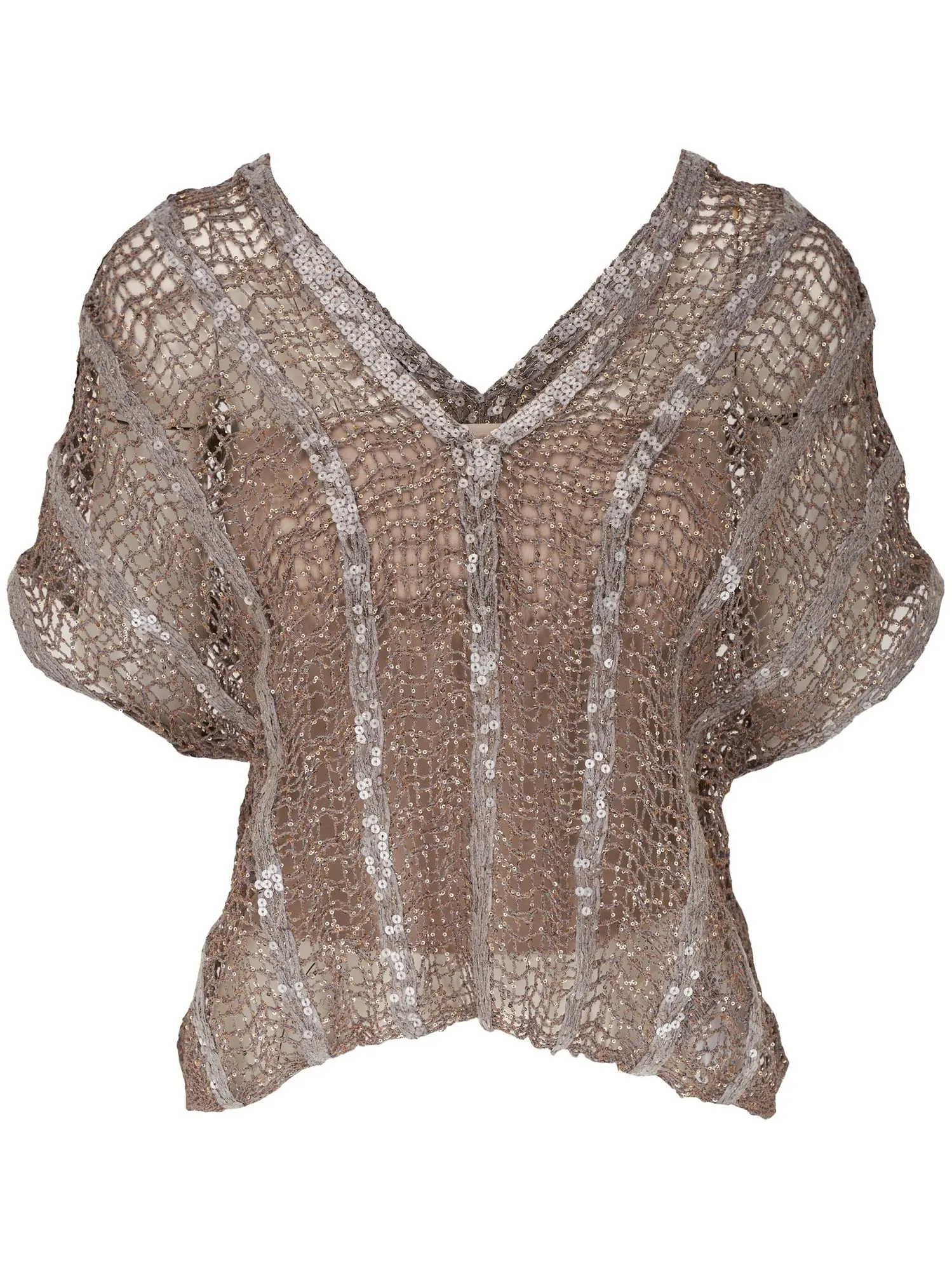 Brunello Cucinelli, Sequin-Embellished Open-Knit Top, Rs 5,42,759