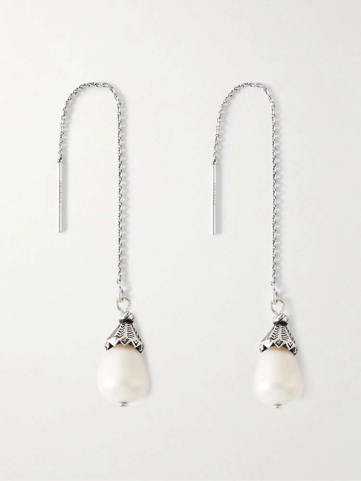 Saint Laurent, Oxidised Silver-Tone Faux Pearl Earring, approx. ₹ 24,000