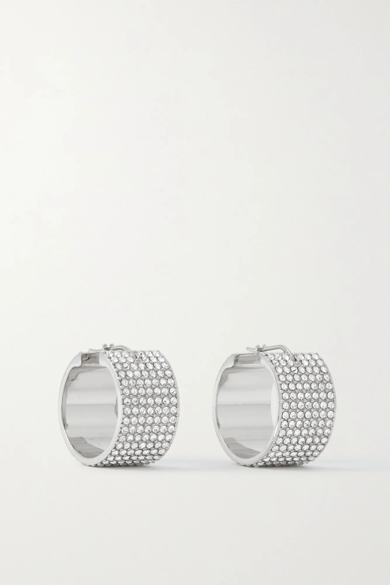 Amina Muaddi, RIH small silver-tone crystal hoop earrings, approx,₹ 1,07,700
