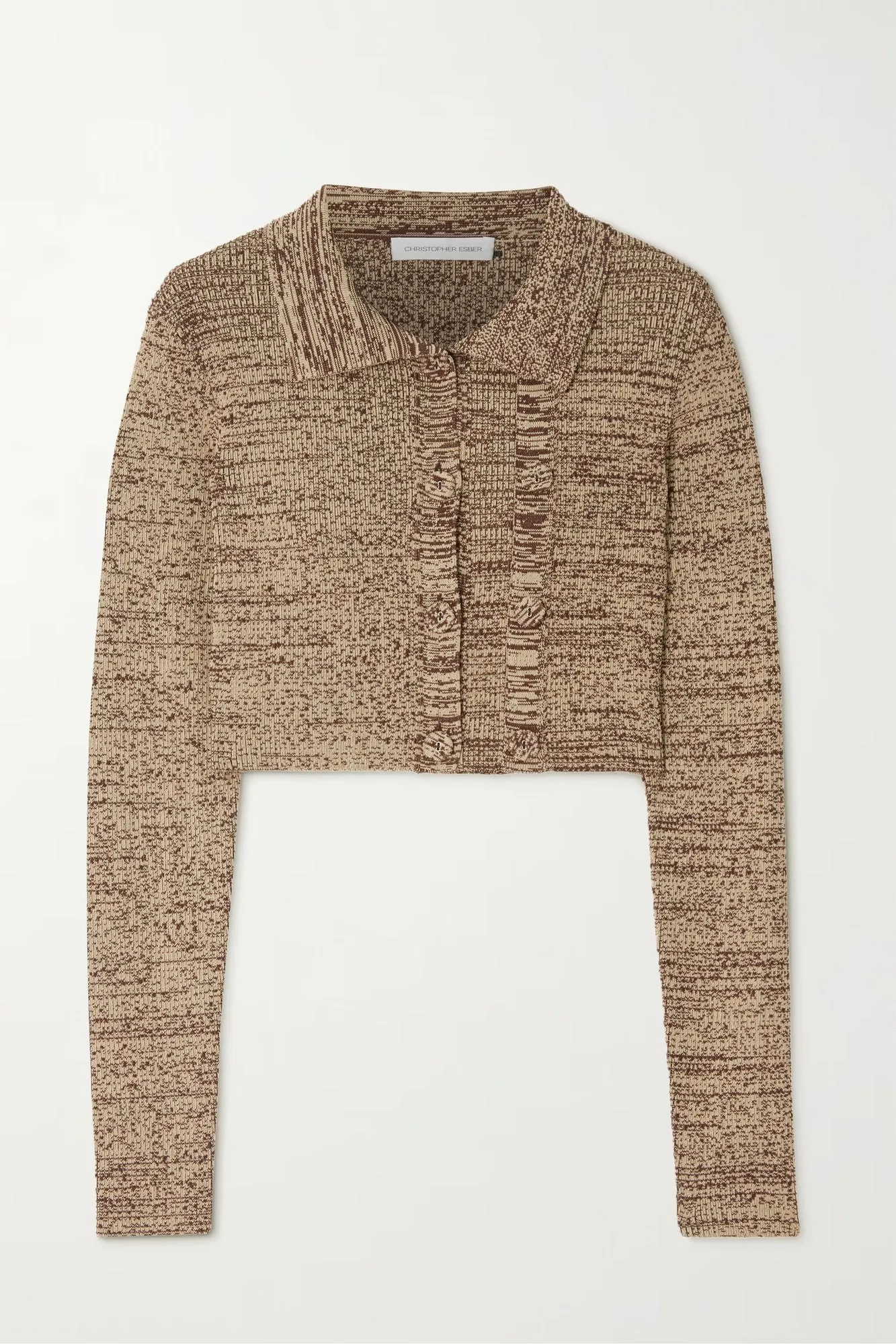 CHRISTOPHER ESBER, Cropped mélange ribbed-knit cardigan, approx. ₹34,500