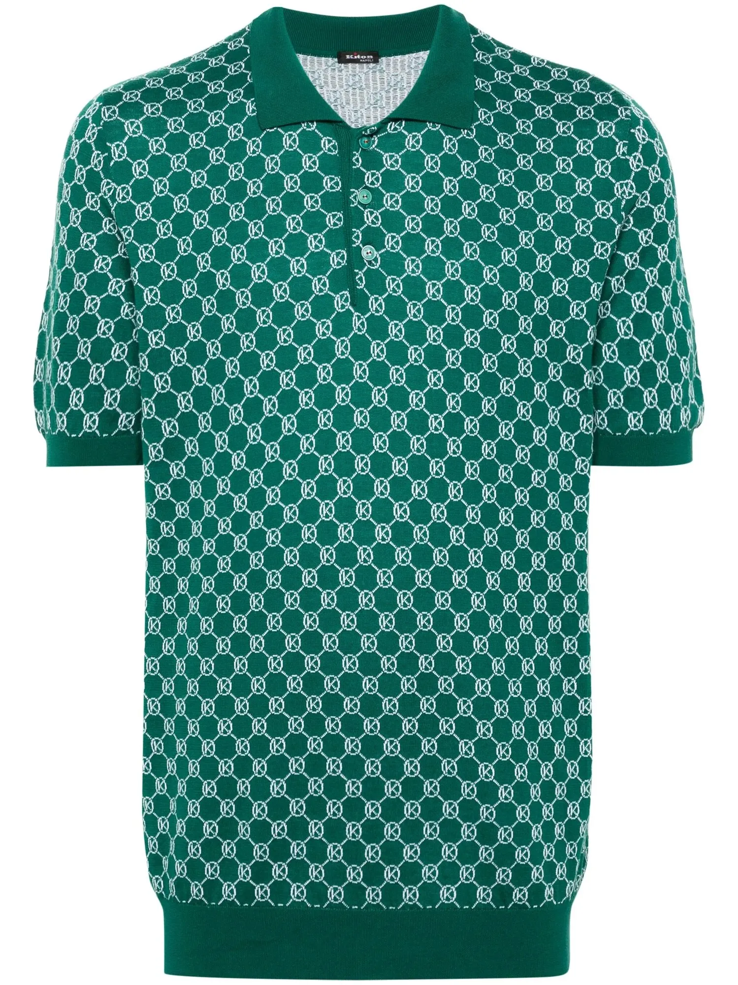 Kiton, Monogram-Pattern Knitted Polo Shirt, approx. Rs. 1,85,385