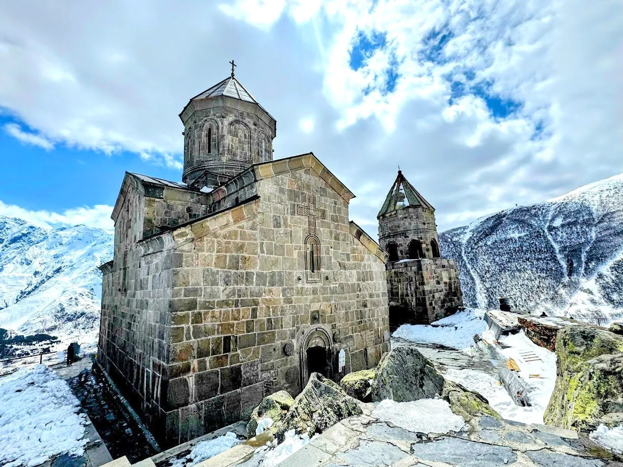 The defining experience is the climb towards Gergeti Trinity Church.