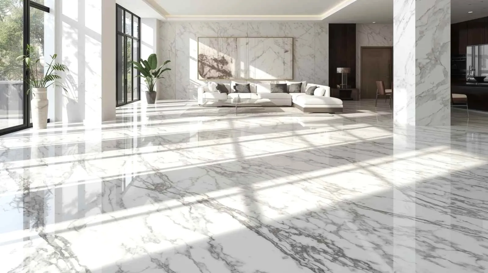 Seamless Large-Format Marble Flooring