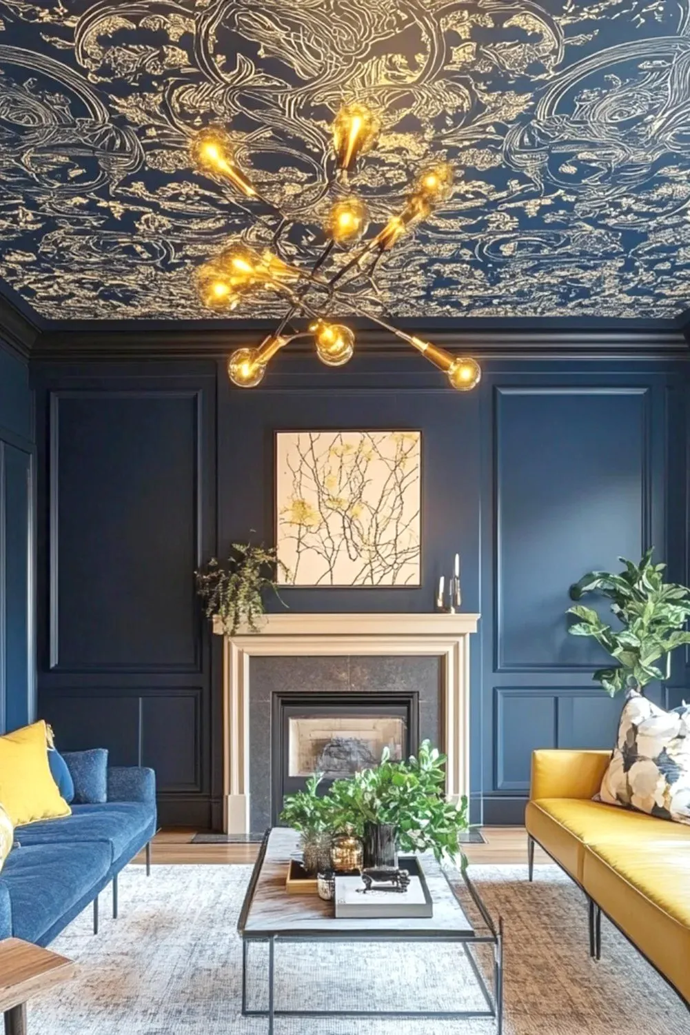 Wallpapered Statement Ceiling